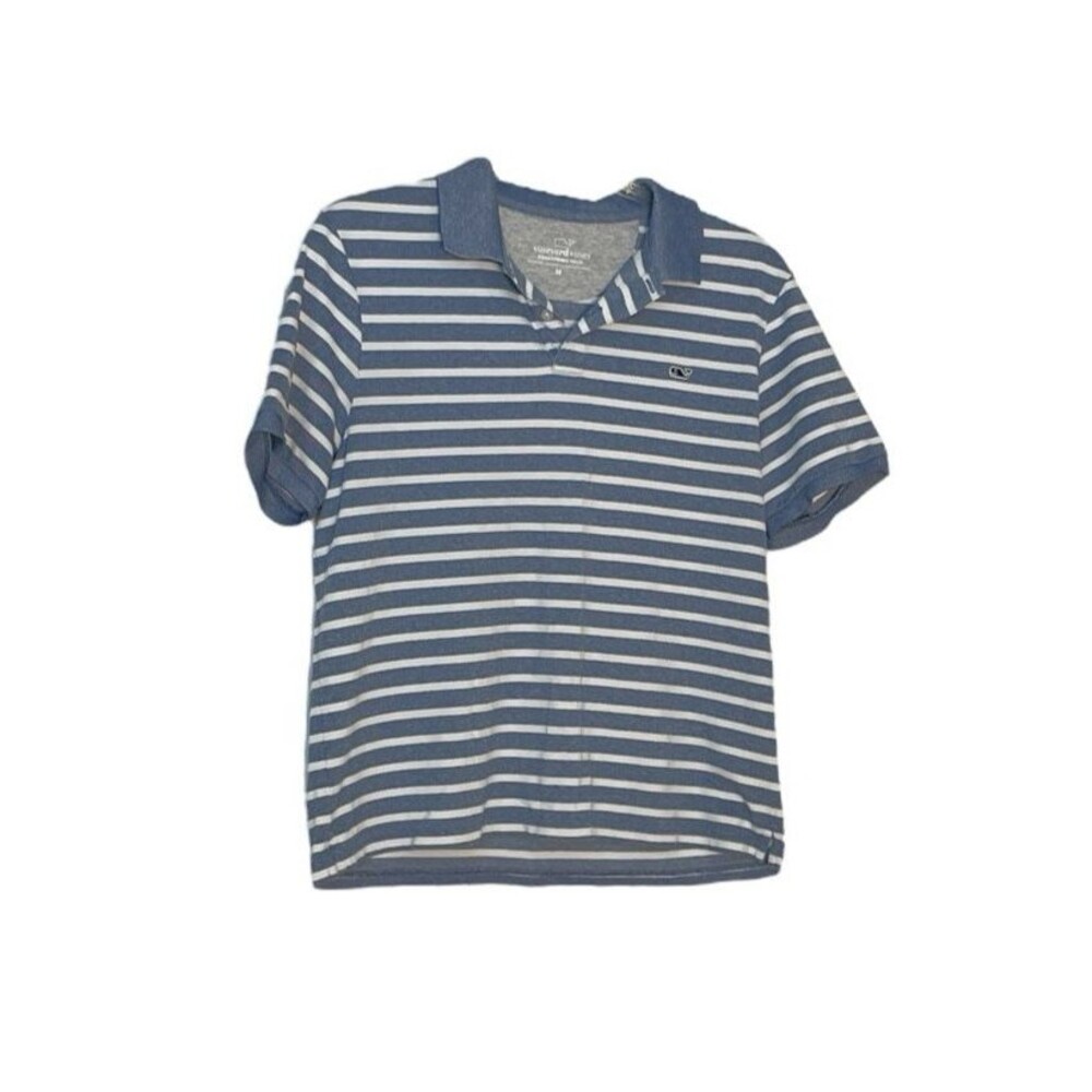 Vineyard Vines Edgartown Men's Polo Shirt Blue White Striped Size Medium